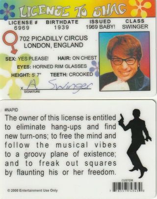 Fantastic Austin Powers License To Shag The Spy Who Shagged Me Drivers License