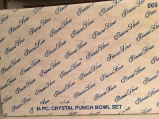 Princess House 069 14 Pc.  Crystal Punch Bowl Set.  NIB 7