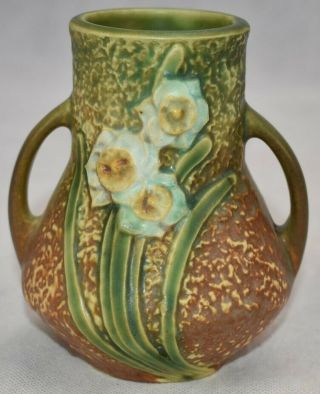 Vintage Roseville Pottery Jonquil Handled Arts And Crafts Vase