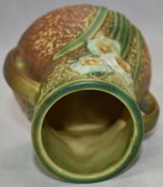 Vintage Roseville Pottery Jonquil Handled Arts and Crafts Vase 5