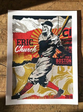 Eric Church Concert Poster Double Down Tour Boston 2.  2 Red Sox Themed