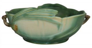 Vintage Roseville Pottery Pine Cone Green Ceramic Bowl 355 - 8