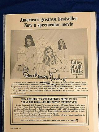 Barbara Parkins Star Of Valley Of The Dolls And Peyton Place Autograph