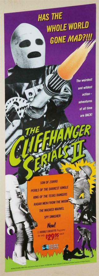 1988 The Cliffhanger Serials 2 13x36 Great Artwork