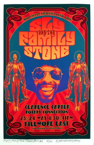 Sly And The Family Stone Poster Historic Fillmore East Honorific S/n David Byrd