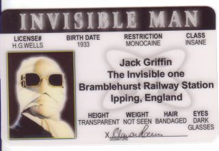 The Invisible Man Claude Rains Collectors Card Drivers License