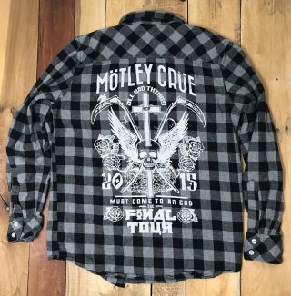 1981 - 2015 Motley Crue Final Tour All Bad Things Most Come Rip Small Plaid Shirt