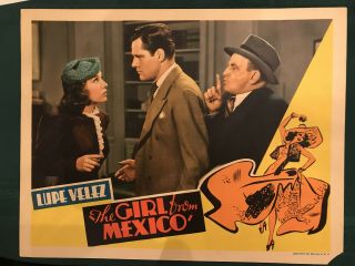 The Girl From Mexico 1939 Rko 11x14 " Comedy Lobby Card Lupe Velez Leon Errol