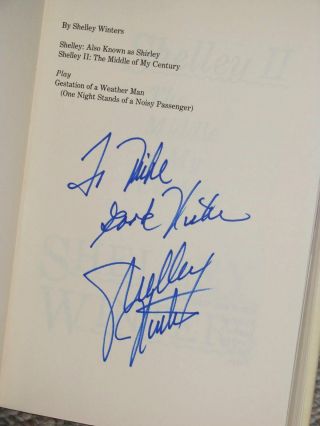 SHELLEY WINTERS SIGNED 1989 