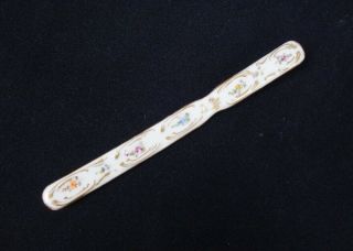 Rare Antique C1900 Limoges Hand Painted Gilded Porcelain Toothbrush Handle