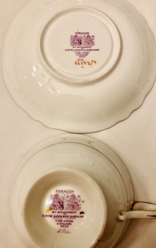 Pale Green Paragon Lilac Bow Teacup Vintage Tea Cup & Saucer Double Warrant 6