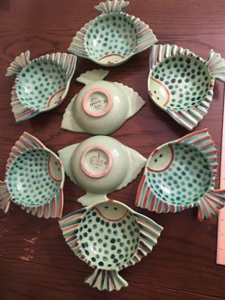 Gorgeous Set Of Eight (8) Vintage,  Antique Pv Made Bowls,  France