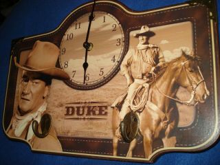 Rare John Wayne " Duke " Wall Clock W/ Key Coat Hooks - Great Western Collectible