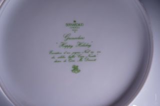 Bernardaud Limoges Grenadiers “Happy Holiday” Handled Cake Plate 12 1/4 