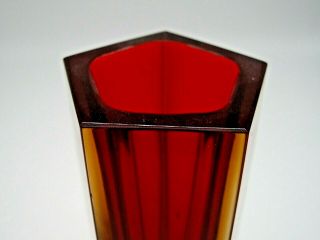 Murano label vintage Mandruzzato uranium sommerso glass hexagonal block vase 7