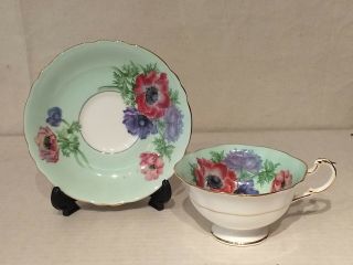 Paragon By Appointment Majesty Queen Floral Green Cup Saucer Bone China Set
