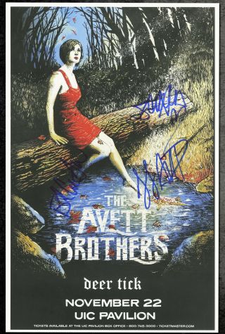 The Avett Brothers Autographed Gig Poster Scott And Seth Avett And Bob Crawford