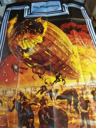 The Hindenburg 1975 Movie Poster Nm German Rare George C Scott Zepplin