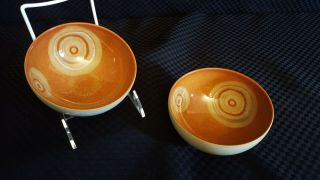 Rare 2 Denby Langley Fire Chilli 5 " Footed Rice Bowls,  England