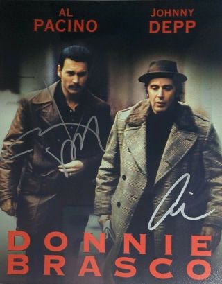 Al Pacino & Johnny Depp 2x Rare Hand Signed 8x10 Photo W/holo Donnie Brasco
