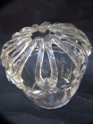 Victorian Brides Bank Basket Hand Blown Art Glass Clear Flower Frog 1890 