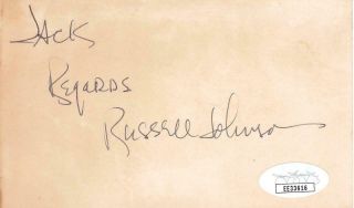 Russell Johnson D 2014 Signed 3x5 Index Card Actor/gilligan 
