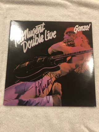 Ted Nugent Album Signed Double Live Gonzo Es Vintage Rare Look Rare