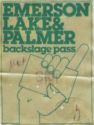 Emerson Lake & Palmer 1977 Tour Backstage Pass