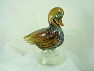 Vintage Murano Glass Duck Signed 