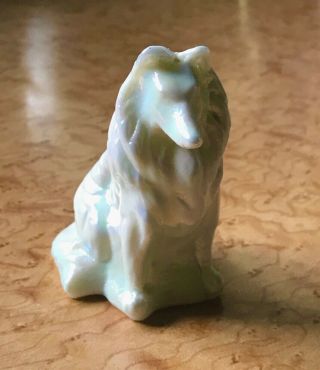 Mosser Collie/sheltie Light Green Opalescent Glass Dog Figurine Paperweight