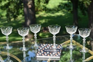 Vintage Etched Cocktail Martini Glasses,  Set of 6,  Crystal Craft Cocktail glass 3