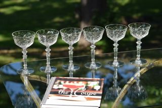 Vintage Etched Cocktail Martini Glasses,  Set of 6,  Crystal Craft Cocktail glass 5