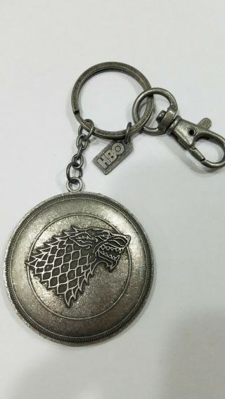 2011 Hbo Official Game Of Thrones Stark Dire Wolf Round Shield Keychain Fob