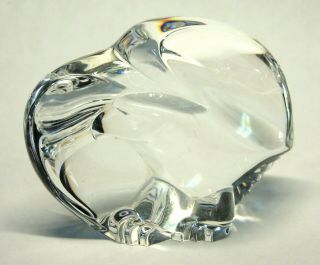 Vintage Signed Steuben Crystal Glass Eagle Bird Figurine Paperweight Hand Warmer