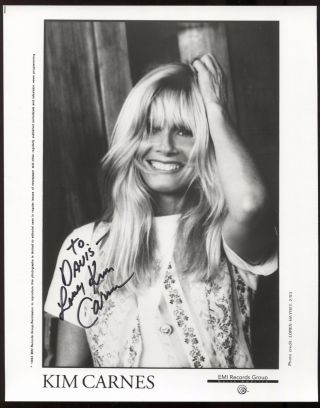 Kim Carnes Signed 8x10 Photo Vintage Autographed From 1993 Auto