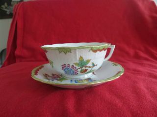 Herend Queen Victoria Hand Painted Demitasse Porcelain Cup &saucer,  734