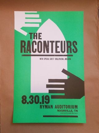 The Raconteurs Ryman 8/30 Hatch Show Print Nashville Jack White Third Man Record