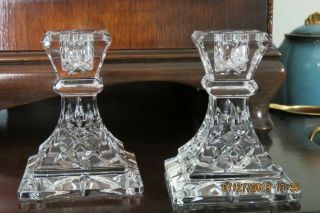 Waterford Irish Crystal Candlestick Holders Lismore Set Of 2 Square Base