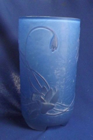 Rare Phoenix Consolidated Glass Blue Footed Waterlilly 9 " High Vase