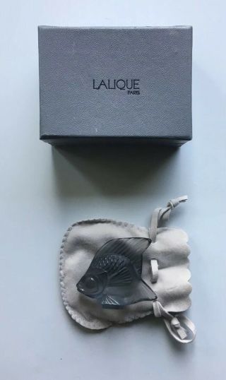 Lalique Crystal Figurine Black Grey Seal Poisson Fish - Signed