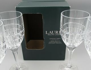 Ralph Lauren Crystal Cocktail Party Water Goblets - Set Of Four -