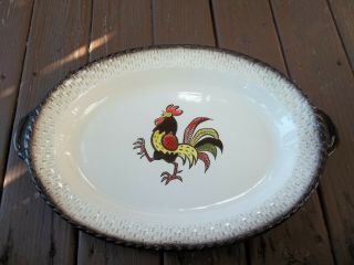 Metlox Poppytrail Red Rooster Serving Platter Large - 20 " X 15 "