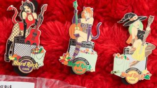 3 Hard Rock Cafe Pins Set Online Halloween Sexy Girl Amp Costume Cat Witch Devil