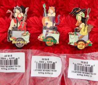 3 Hard Rock Cafe PINS Set Online HALLOWEEN SEXY GIRL AMP Costume cat witch devil 2