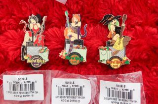 3 Hard Rock Cafe PINS Set Online HALLOWEEN SEXY GIRL AMP Costume cat witch devil 4