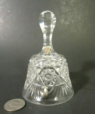 Rare Antique Bergen White Rose American Brilliant Abp Cut Glass 4.  5 " Dinner Bell