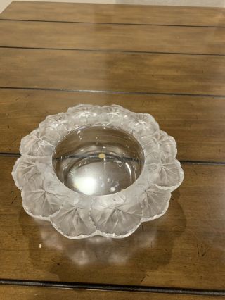 Large 8 5/8 " Lalique France Crystal Honfleur Geranium Bowl Dish