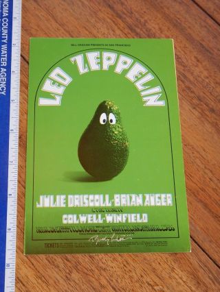 1969 Led Zeppelin Fillmore Concert Handbill Bg - 170,  Artist Signed Randy Tuten