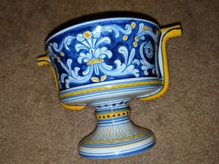 Cama Deruta Italy Cup Antico Hand Painted Italian Blue Floral