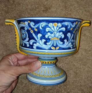 Cama Deruta Italy Cup Antico Hand Painted Italian Blue Floral 5